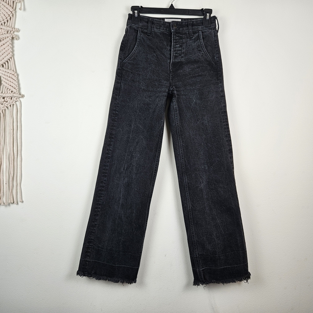 EVERLANE The Wide Leg Jean Size 24 Regular Black Button Fly